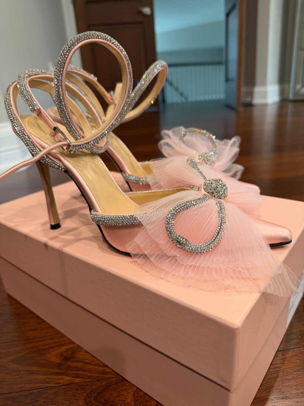 Mach & Mach Pink Satin Bow Pumps - Picture 7 of 7
